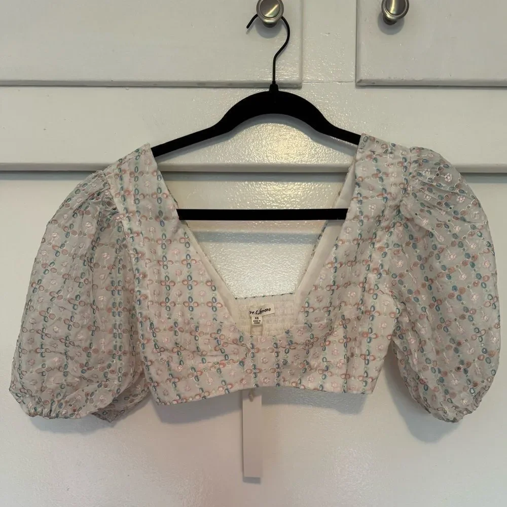 SALE! NWT For Love And Lemons Denise Eyelet Embroidered Crop Top XS